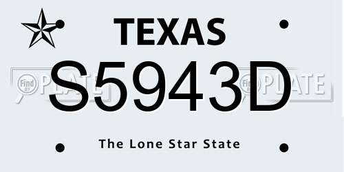 S5943D Texas License Plate