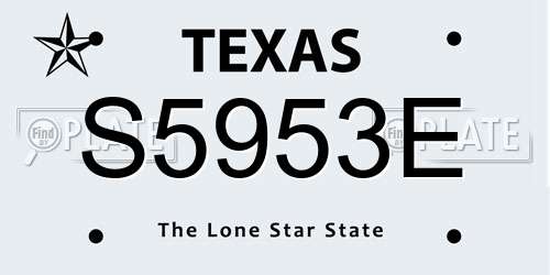 S5953E Texas License Plate