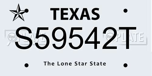 S59542T Texas License Plate