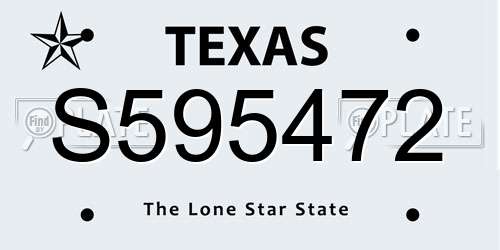 S595472 Texas License Plate