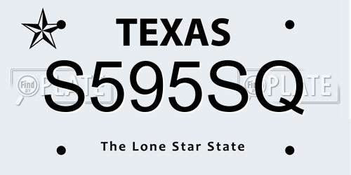 S595SQ Texas License Plate