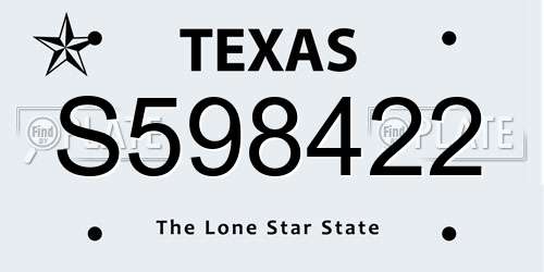 S598422 Texas License Plate