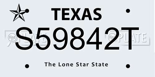 S59842T Texas License Plate
