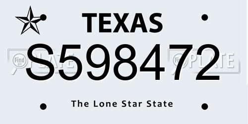 S598472 Texas License Plate