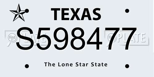 S598477 Texas License Plate