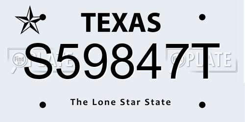 S59847T Texas License Plate
