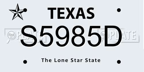 S5985D Texas License Plate