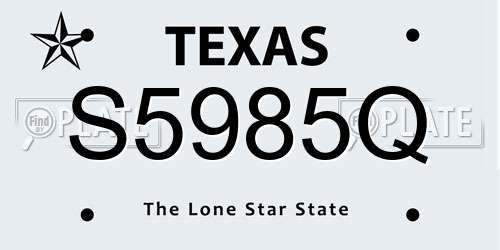 S5985Q Texas License Plate