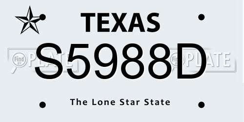 S5988D Texas License Plate