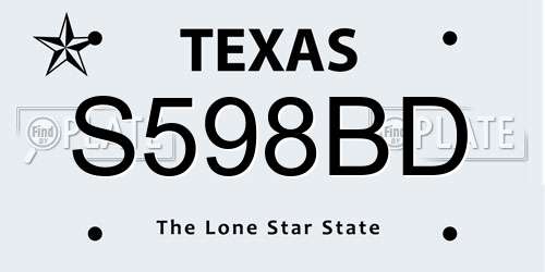 S598BD Texas License Plate