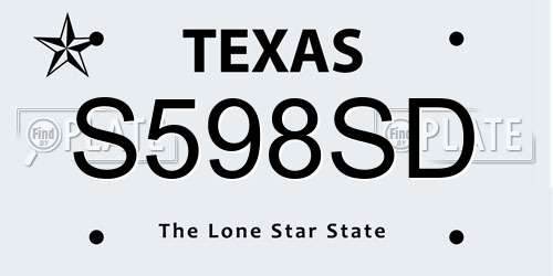 S598SD Texas License Plate
