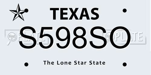 S598SO Texas License Plate