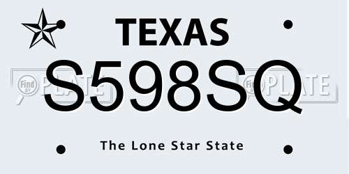 S598SQ Texas License Plate
