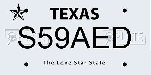 S59AED Texas License Plate