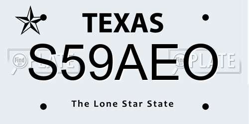 S59AEO Texas License Plate