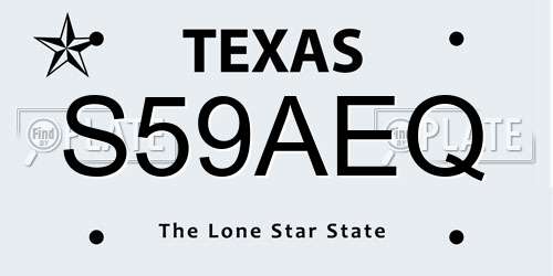 S59AEQ Texas License Plate