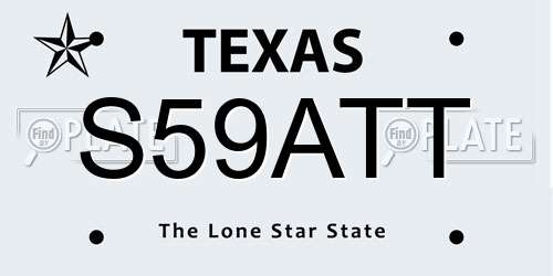 S59ATT Texas License Plate
