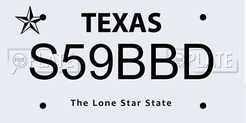 S59BBD Texas License Plate