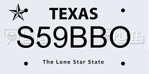 S59BBO Texas License Plate