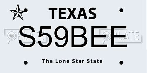 S59BEE Texas License Plate