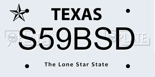 S59BSD Texas License Plate