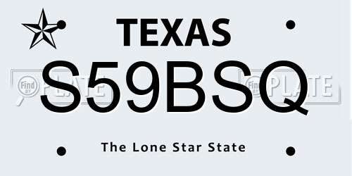 S59BSQ Texas License Plate
