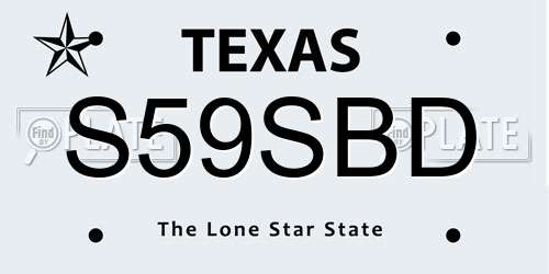 S59SBD Texas License Plate