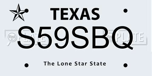 S59SBQ Texas License Plate