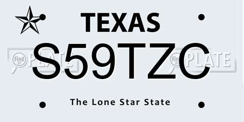 S59TZC Texas License Plate