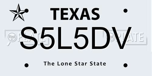 S5L5DV Texas License Plate