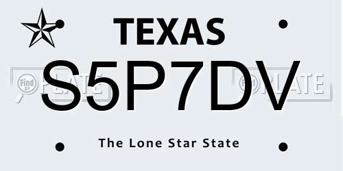 S5P7DV Texas License Plate