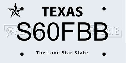 S60FBB Texas License Plate