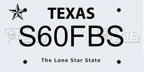 S60FBS Texas License Plate