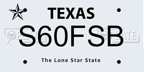 S60FSB Texas License Plate