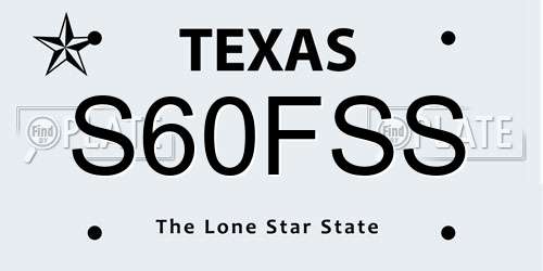S60FSS Texas License Plate