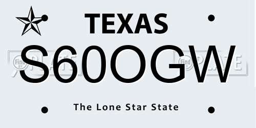 S60OGW Texas License Plate