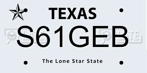 S61GEB Texas License Plate