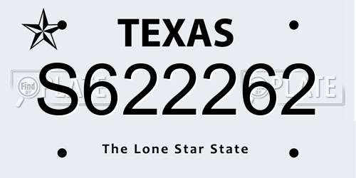 S622262 Texas License Plate