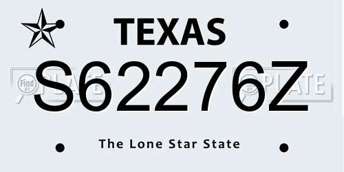 S62276Z Texas License Plate