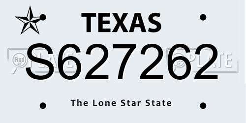 S627262 Texas License Plate