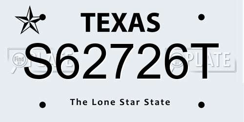 S62726T Texas License Plate