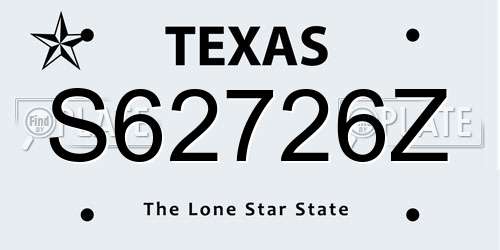 S62726Z Texas License Plate