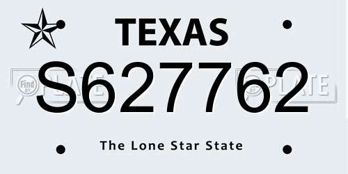 S627762 Texas License Plate