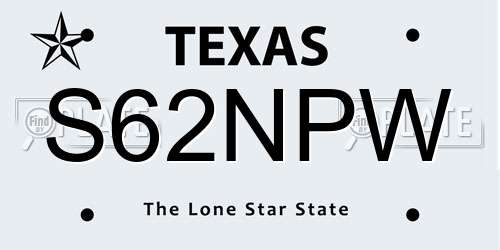 S62NPW Texas License Plate