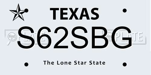 S62SBG Texas License Plate