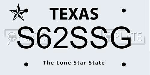 S62SSG Texas License Plate
