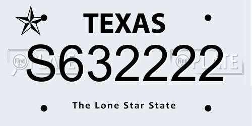 S632222 Texas License Plate