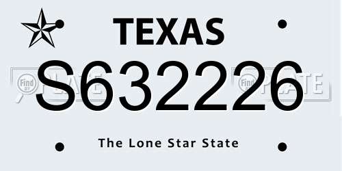 S632226 Texas License Plate