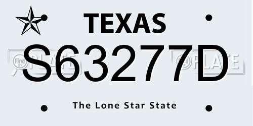 S63277D Texas License Plate