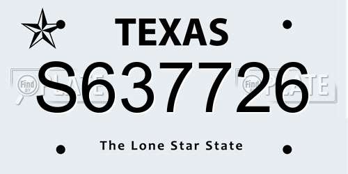 S637726 Texas License Plate